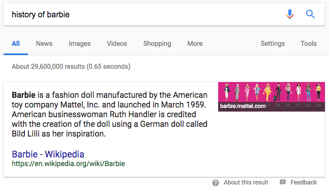 Example of a Paragraph Featured Snippet