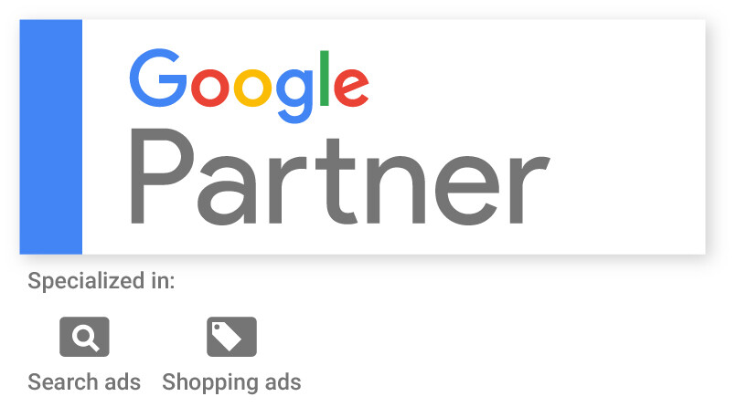 WCN Digital Google Partner Badge, Specialized in Search ads and Shopping ads